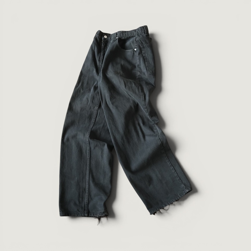 Levis Baggy Fit Jeans Mens Black Raw Hem Vintage Y2K 33x30 Streetwear Skater - Picture 1 of 12